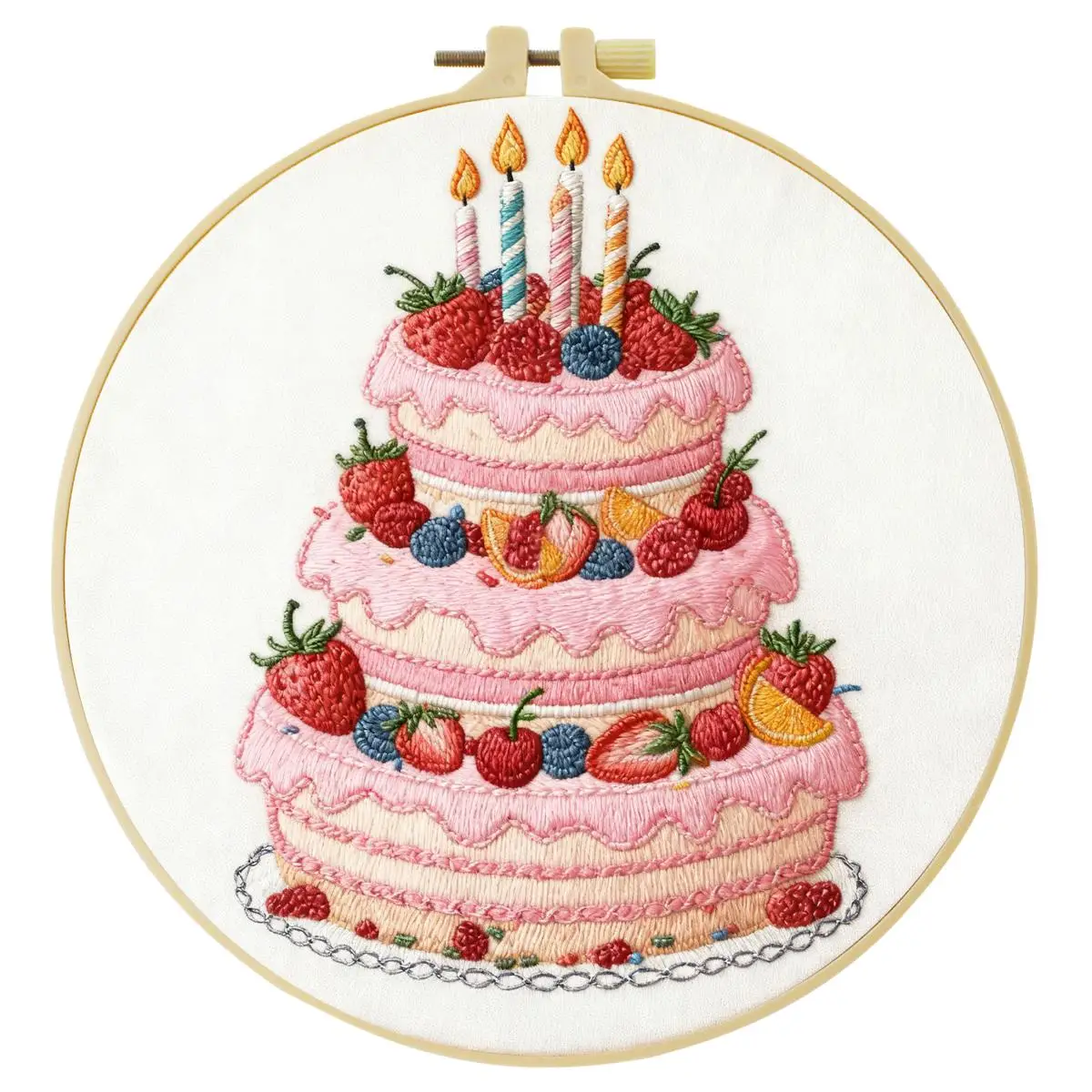 1 Stück 20X20CM/15X15CM 7,87/6,3 Zoll Großes Kuchen-Stickerei-Starter-Kit DIY-Kit DIY-Stickerei-Kit Handarbeiten Nadelkunst Nähkunst – Detail 4