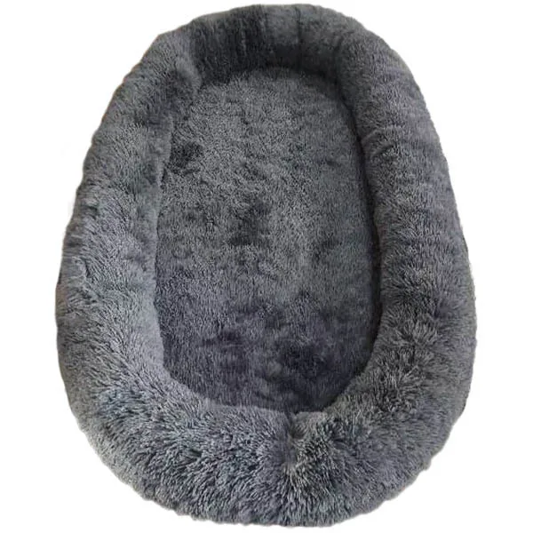 185x120x30cm/165x100x25cm Long Plush Big Dog Bed also as Human Sofa Popular Large One-person Sofa Adult Elliptical Pet Bed Nest