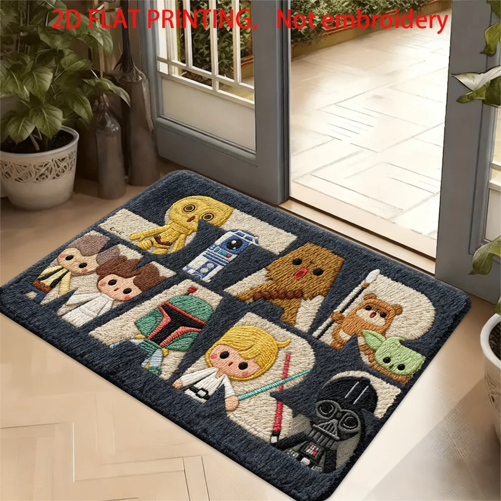 Tapete de Poliéster 2D com Impressão Star Wars, Tapete de Flanela Star Wars, Tapete Quente Antiderrapante para Quarto e Sala de Estar, Macio