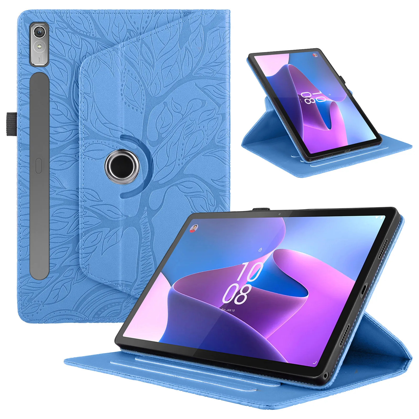 

For Lenovo Tab P11 Pro Gen2 Case 11.2 inch TB132FU/TB138FU/FC Silicone Soft Shell Tree of Life Rotatable Style Leather Case