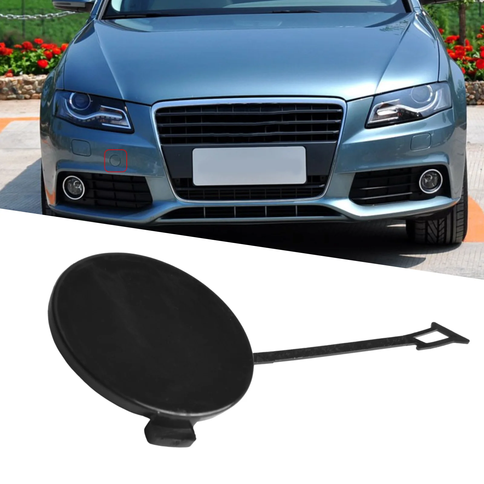 OE 8E0807241C Tow Hitch Cover Fit For A4 B7 2004-2008 Accessories Black Cover Front New Bumper Towing Eye Cover