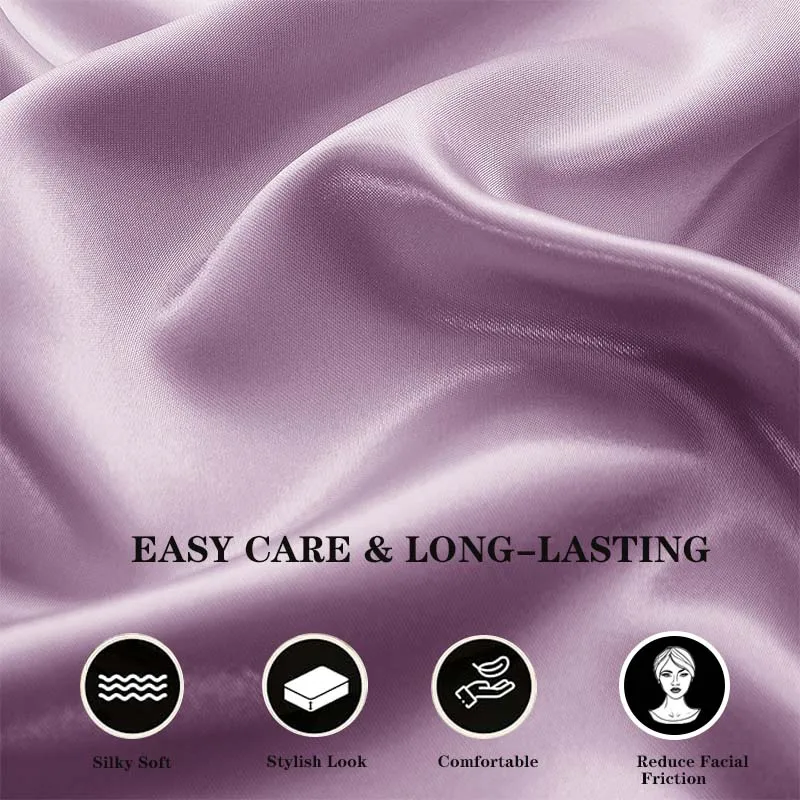Light Purple Satin Pillowcases (2/4Pcs):Bedding Accessories for Bedrooms, Fits Soft & Tranquil Home Decor and Cozy-style Users. view 4