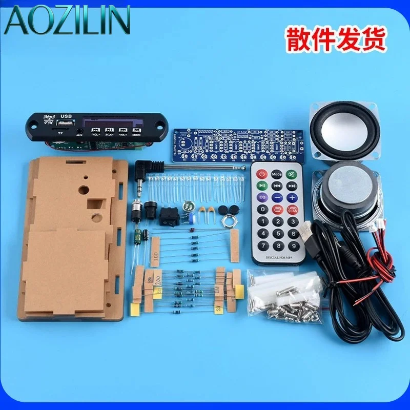 DIY Bluetooth Speaker Radio Amplifier Soldering Kit, FM Tuner Module With Spectrum Display for Electronic Teaching Experiment