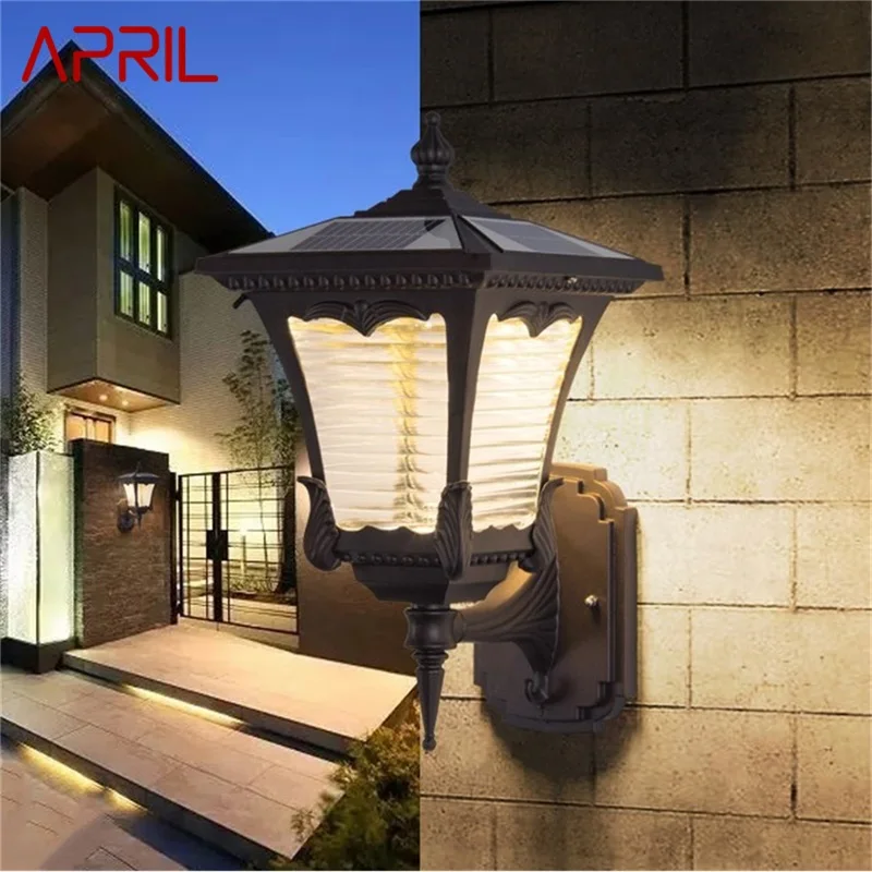 

APRIL Outdoor Wall Light Fixture Solar Modern Waterproof LED Patio Wall Lamp For Porch Balcony Courtyard Villa Aisle