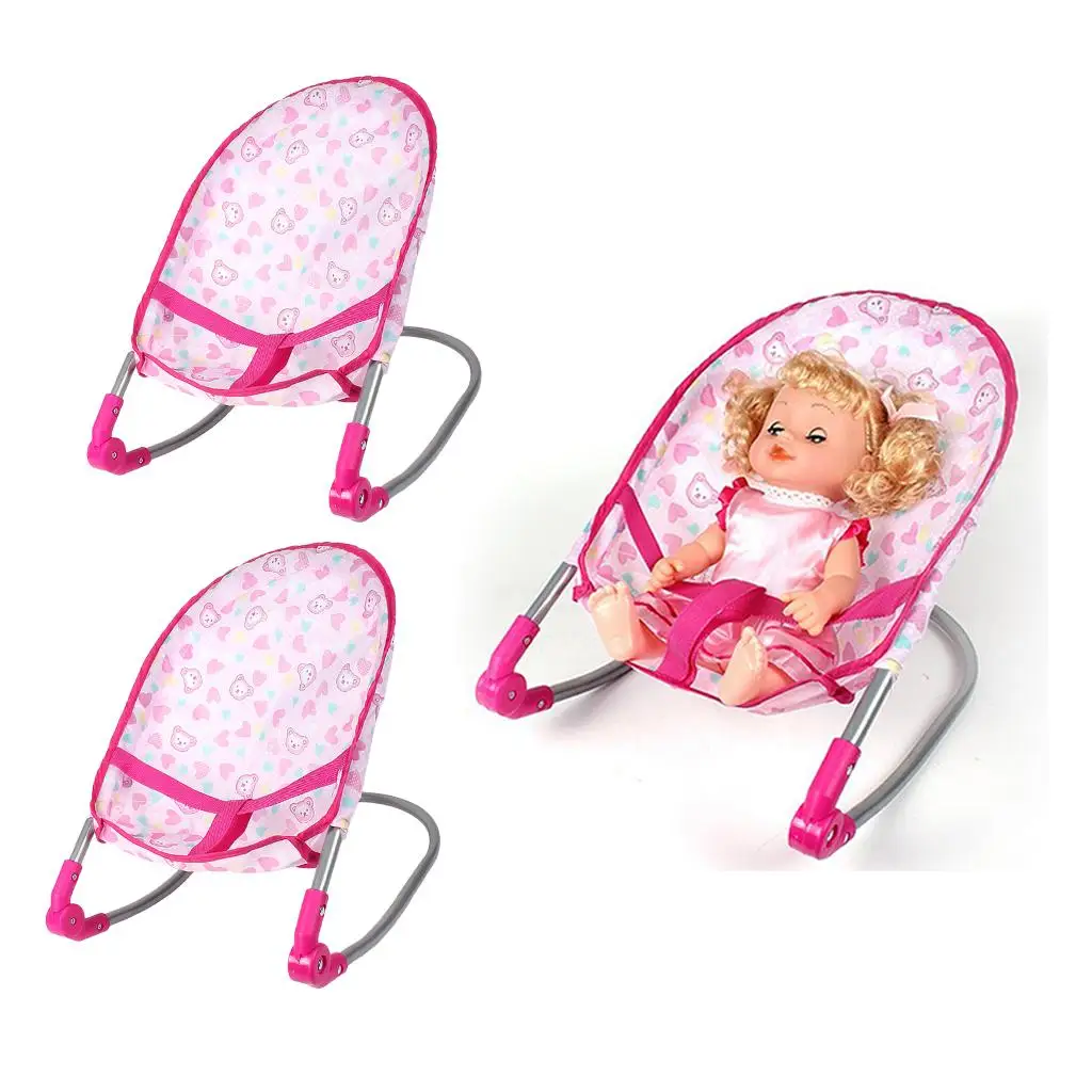 2Pcs Doll House Accessories Rocking Chairs Swing Bed Dining Chair Baby Play House Simulation Furniture Toys Pretend Play Toys