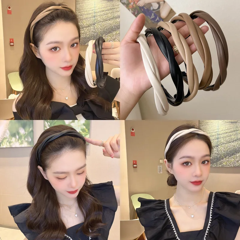 Elegant cross twist headband no pressure hair high cranial top tooth non-slip hair clip headband summer