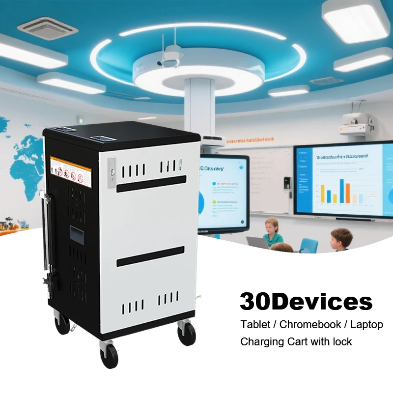 30 Port USB-A Tablet Charging Cabinet Cold Rolled Steel Mobile Charging Cart for School Office Hotel Centralized Device Charging
