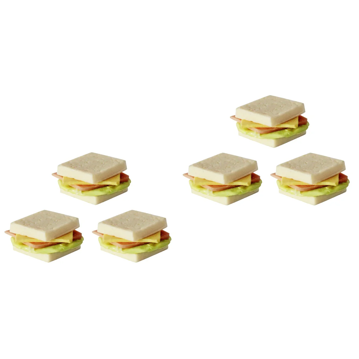 

2 Pieces Mini Sandwiches Miniature Ornament Kitchen Pretend Play Toys Children's for Kids Food Decorate