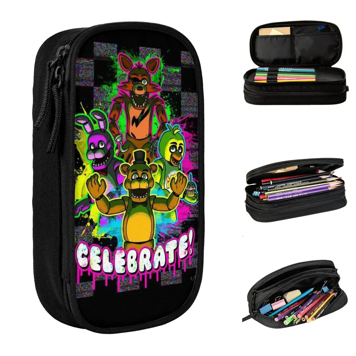 fnaf seguranca breach pencilcases para criancas bolsa pencil case pen box grandes bolsas de armazenamento material escolar papelaria presentes 01