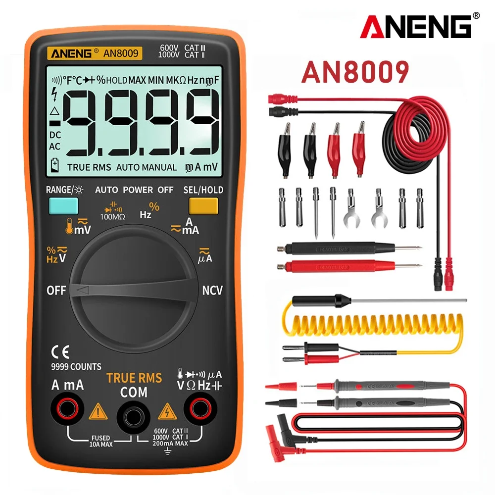 ANENG AN8009 Digital Multimeter True-RMS Tester Transistor Tester Kondensator Automotive Elektrische Kapazität Meter Temp Diode