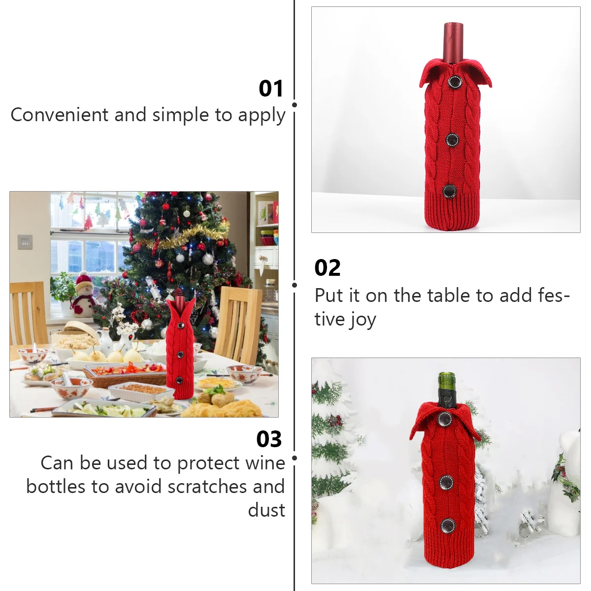 

1Pcs Red Wine Bottle Cover Foldable Sweater Coat Portable Adorable Protective Anti-Scratch Dustproof Sleeve for Home Coffee Shop