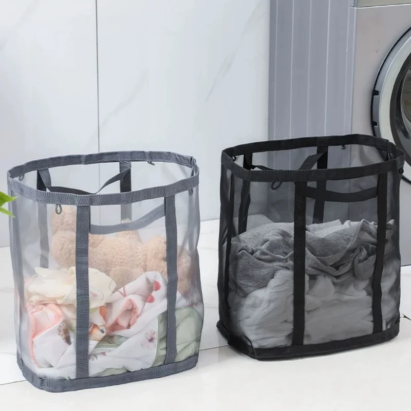 Laundry Bags Hamper Bag with Handles Portable &Collapsible Dirty Clothes Mesh Basket Foldable for Washing Storage Dorm or Travel