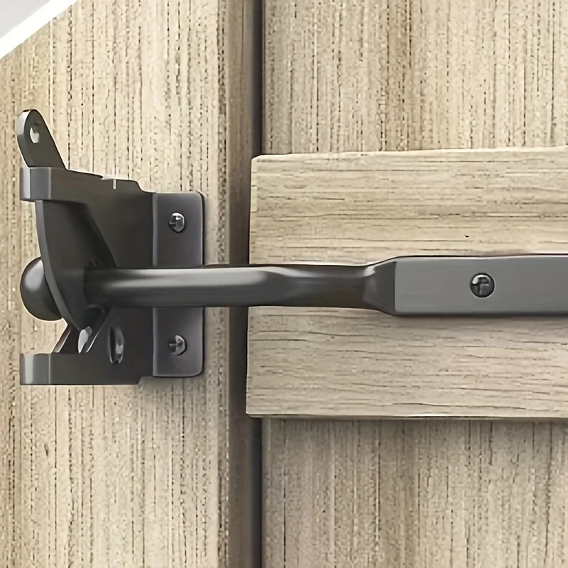 Heavy-Duty Black Metal Self-Locking Gate Lever with Automatic Gravity Bar for Fences Secure Latching Gate Latch for Barn Fence
