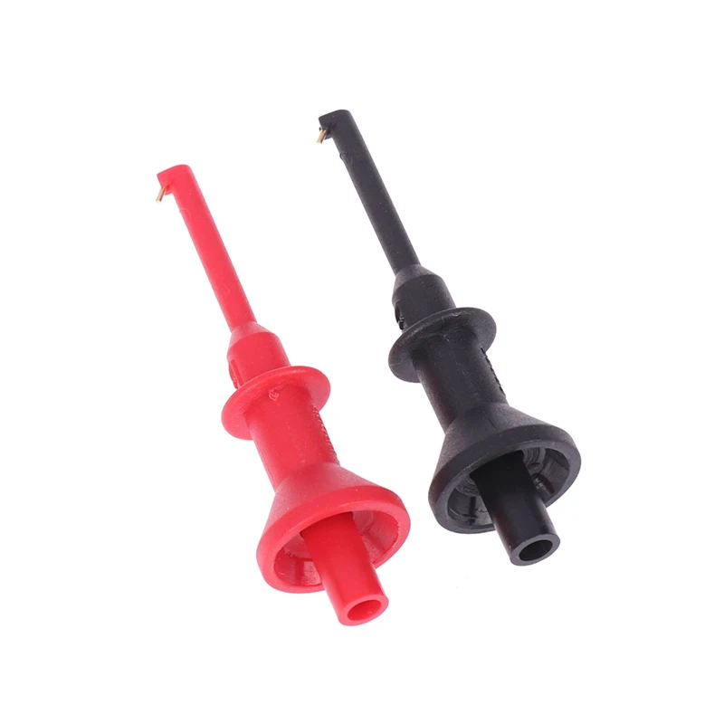 2Pcs Multimeter Probe Hook 4mm Threaded Socket Smd Ic Clamp Spring Damage Test Gilding Threaded Telescopic Flexible Probe Tools