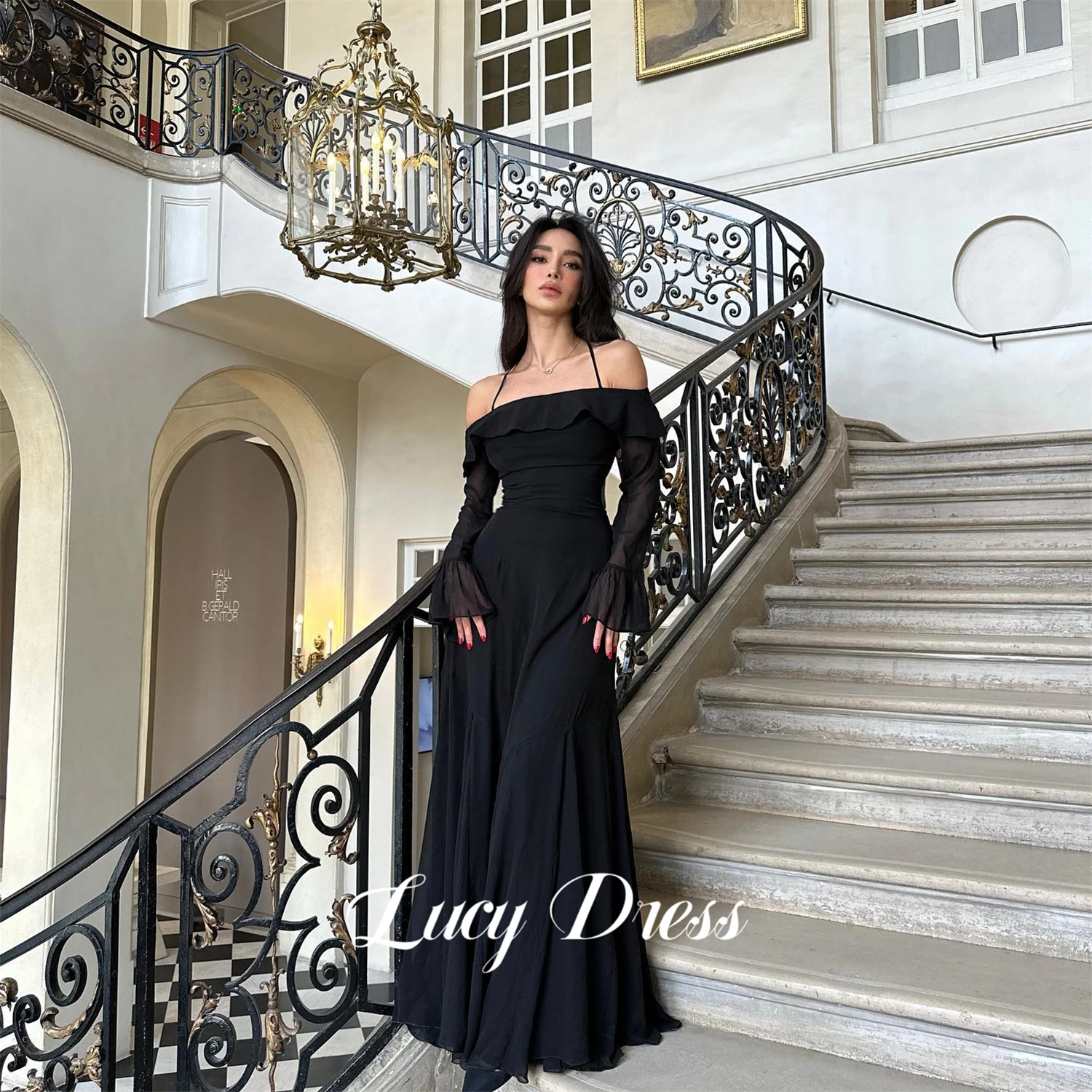 Lucy Chiffon Mermaid Party Dress Evening Black Graduation Dresses for Formal Occasions Robe Soiree De Luxe 2024 Ball Gowns