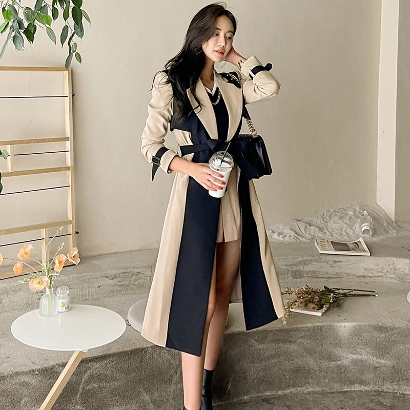 Kaki Color Coat Design High Level Office Lady Style Clothes Waist Cinch British Style Long Length Suit Jacket Commute Korean ...