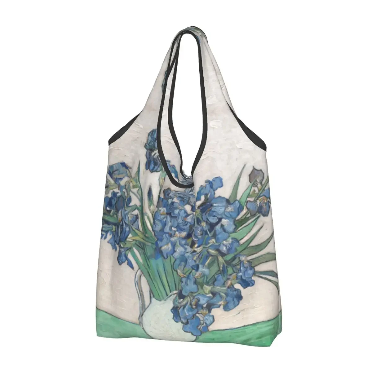 

Recycling Vincent Van Gogh Irises Shopping Bag Women Tote Bag Portable Art Painting Groceries Shopper Bags