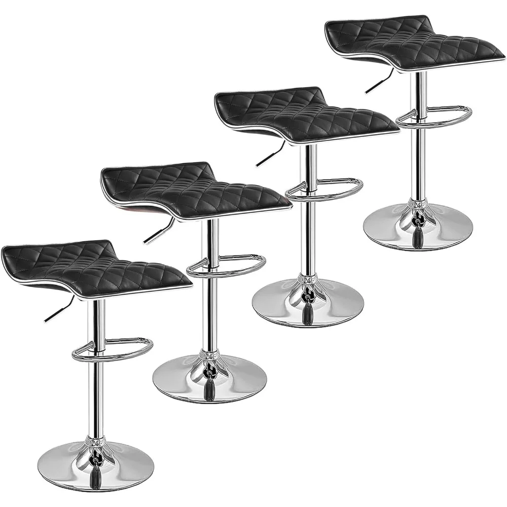 

Bar Stools Set of 4, Adjustable Bar Stools, Bar Height Stools for Counter,bar stool with metal footrest and leather finish