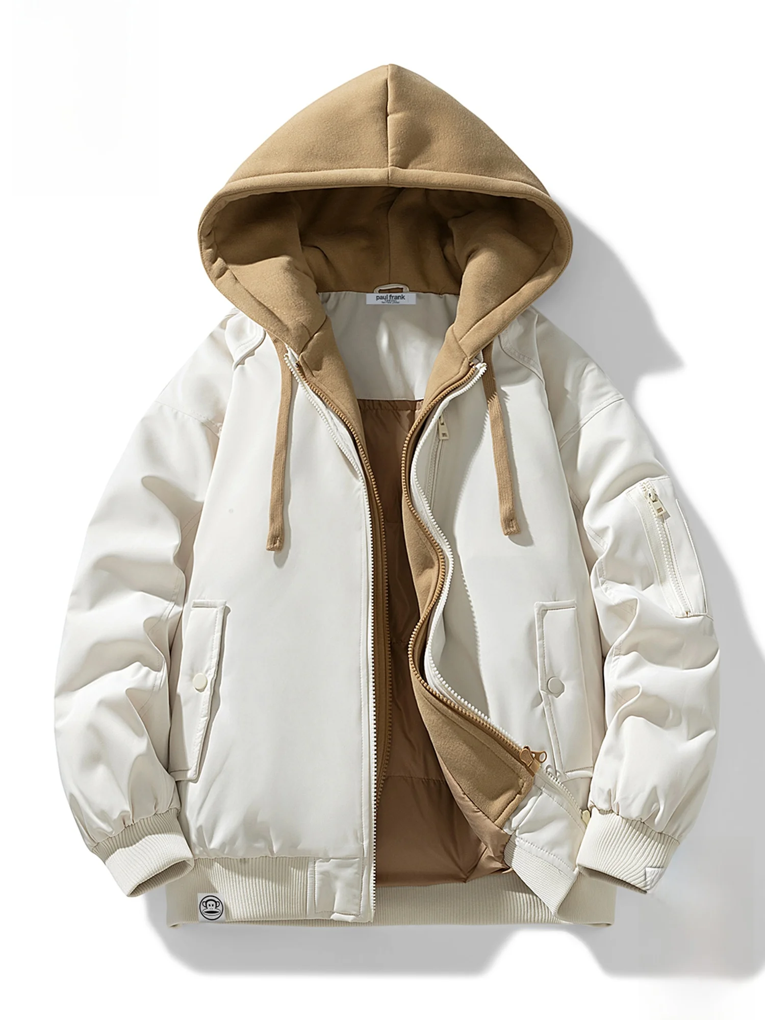 

Мужская зимняя повседневная теплая куртка Paul Frank свободного кроя с капюшоном, новая модель, из полиэстера, с длинными рукавами, на молнии, с принтом животных