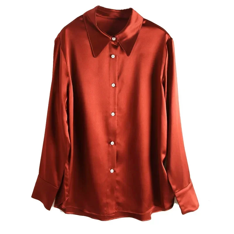 Heavyweight40mm Tcyeek Real Slik Shirt for Clothing High Quality 100% Mulberry Silk Blouse Korean Fashion Women Tops Mujer