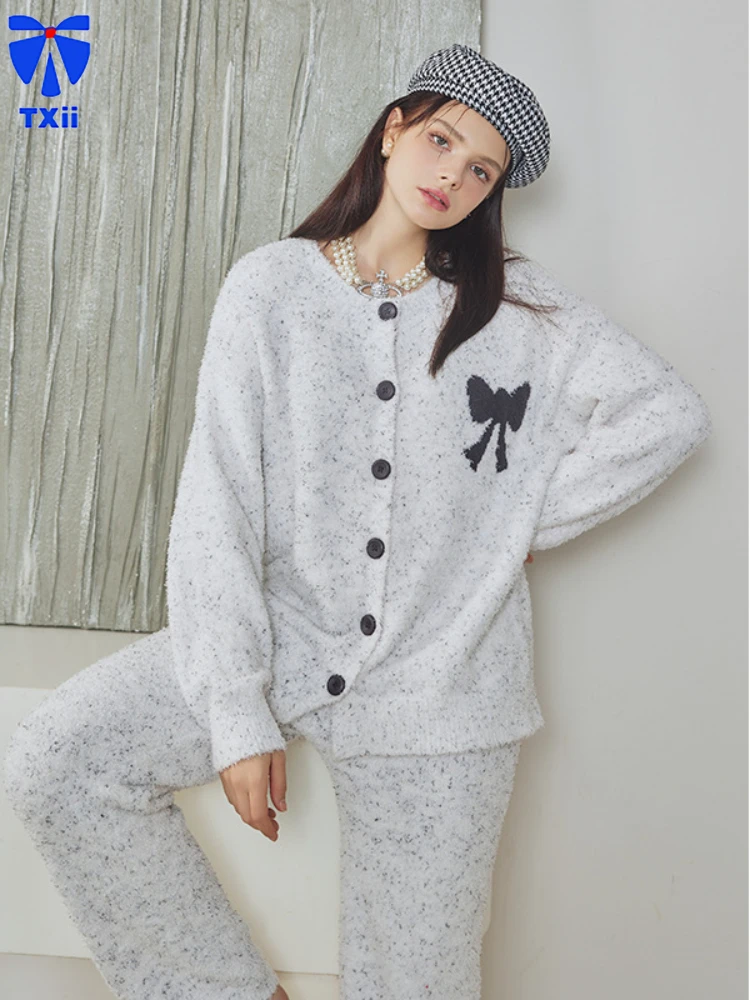 2024 Half-side Velvet Thickened Cartoon Printing Sweet Casual Colored Yarn Home Clothes Two-piece Fashionable and Comfortable