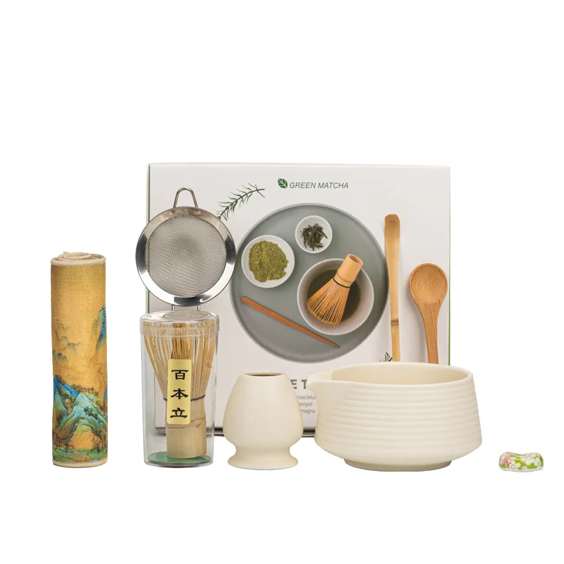 Juego Matcha tradicional japonés artesanal: kit completo de herramientas Matcha con cuenco, batidor de bambú Chasen y paquete de accesorios auténticos