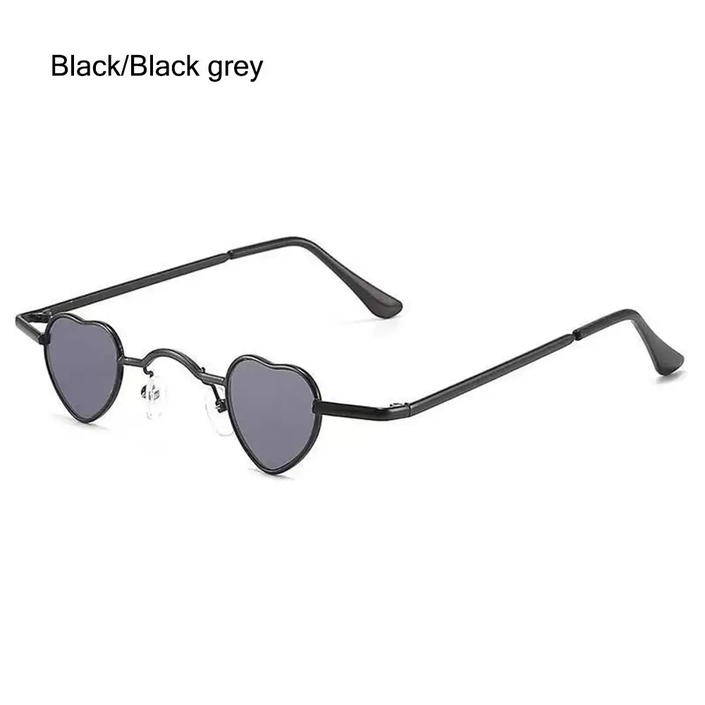 Retro Punk Candy Color Metal Frame Sun Glasses Heart-Shaped Sunglasses Ultra-small Shades