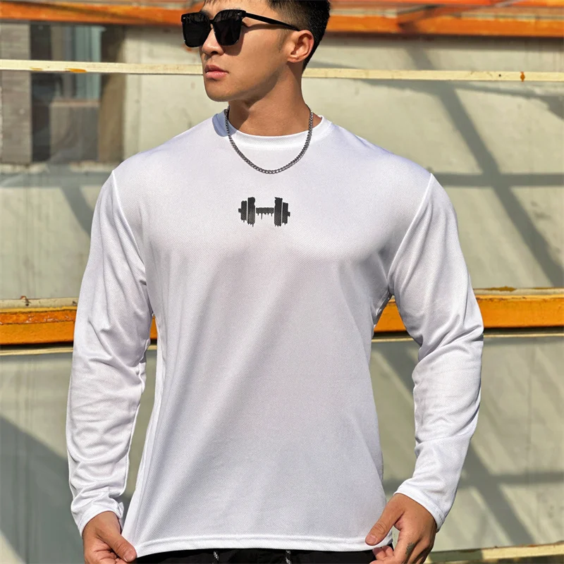 New Sport Pullover quick-drying Running Round Neck T-shirt Men Long Sleeves spring autumn Breathable T-shirt fitness top clothes