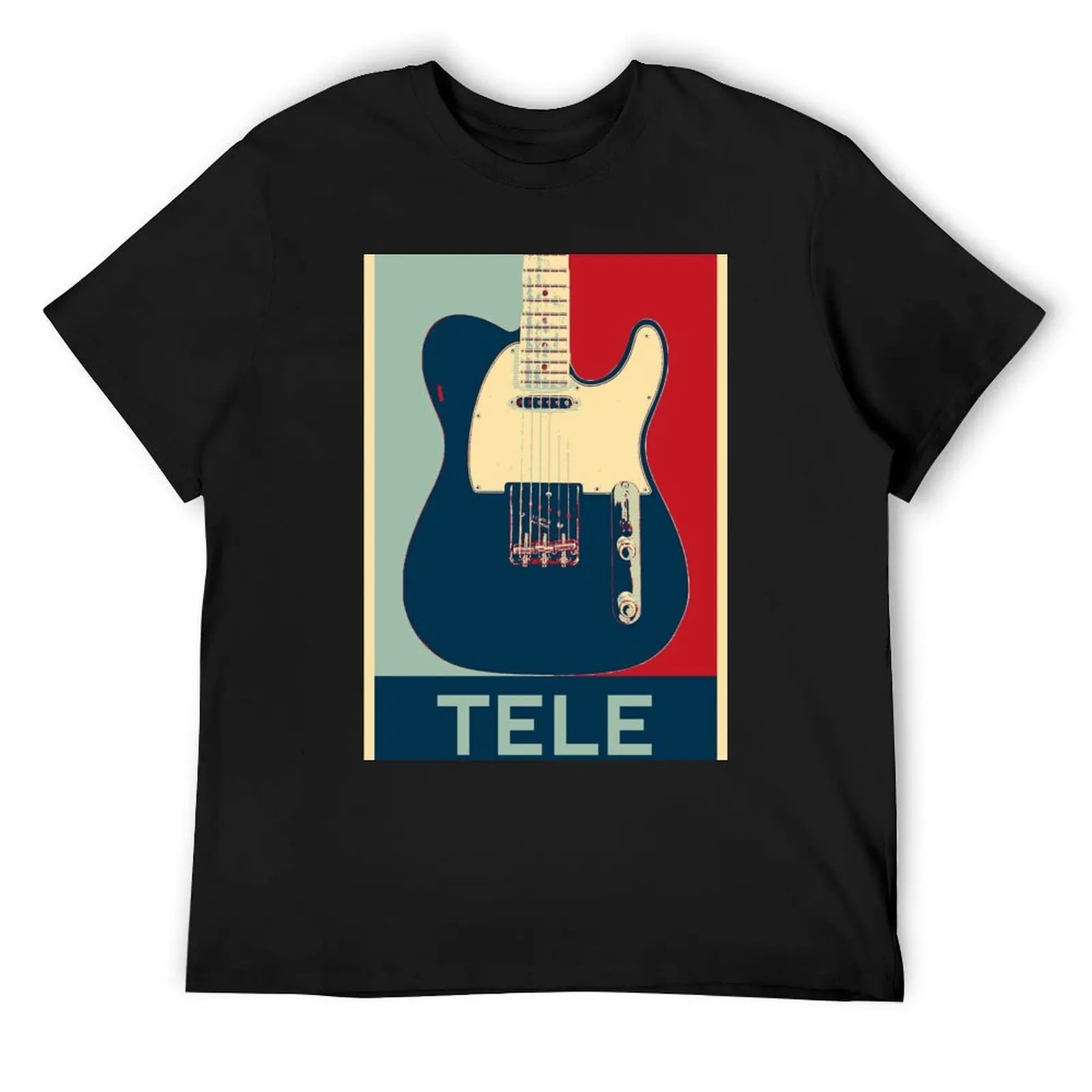 Telecaster electric guitar in poster style T-Shirt summer tops designer shirts blacks t shirt men 100℅ cotton