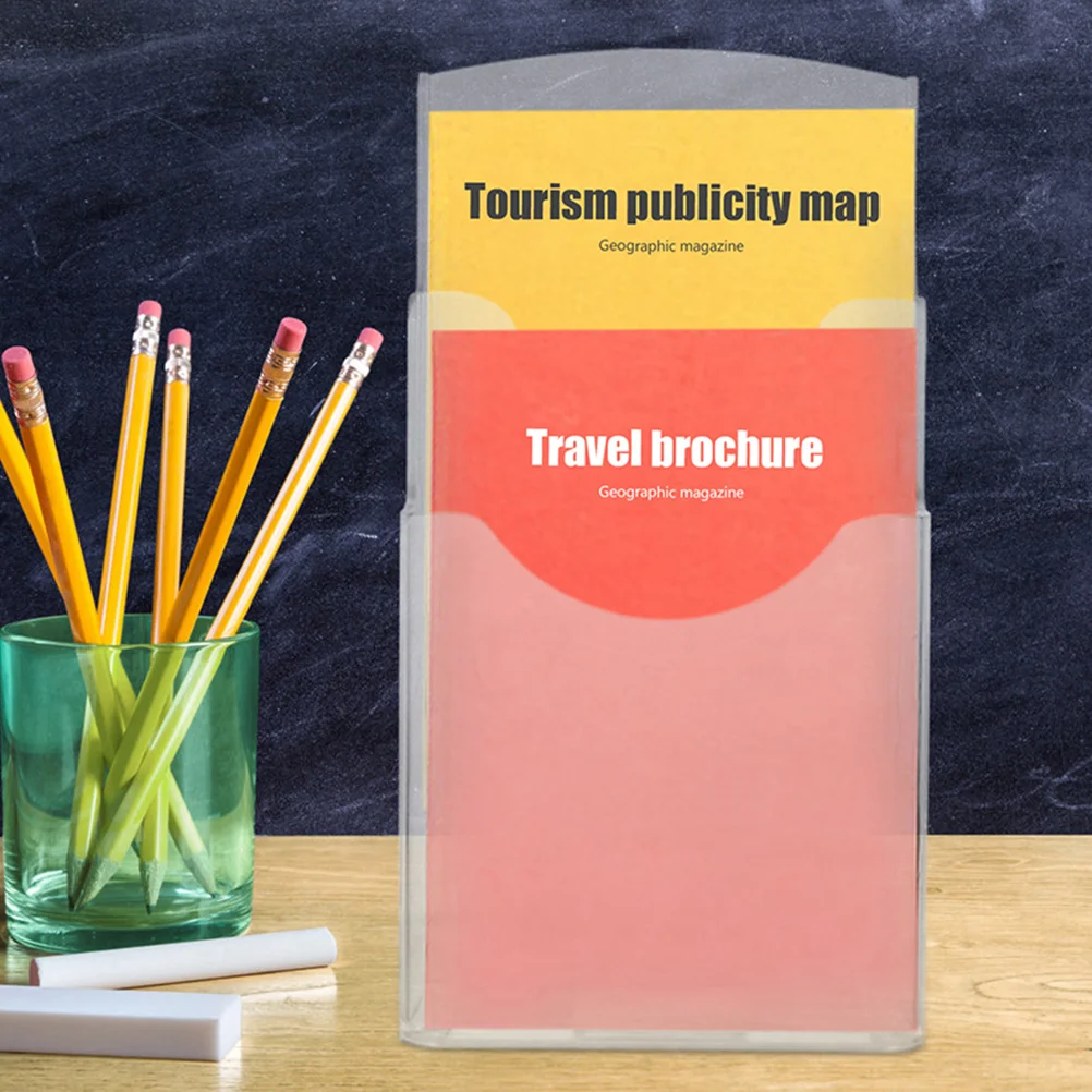 2 قطعة طبقتين شفافة الحائط منظم المستندات حامل الملفات لمكتب تخزين الرف عرض موقف كتيبات #2