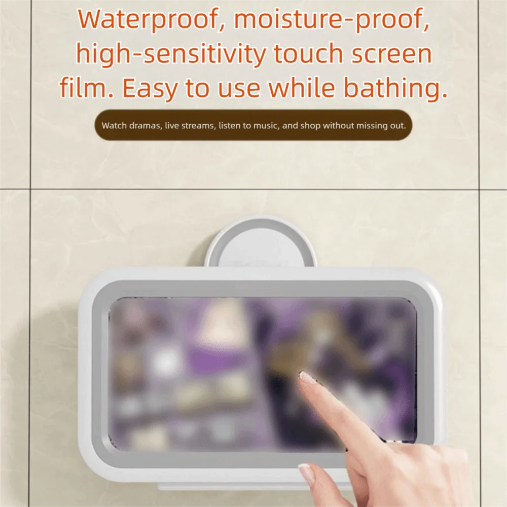 شفط كأس حامل هاتف الحمام قابل للتعديل حساسية عالية الحائط جراب هاتف مكافحة الضباب عالية الوضوح #3