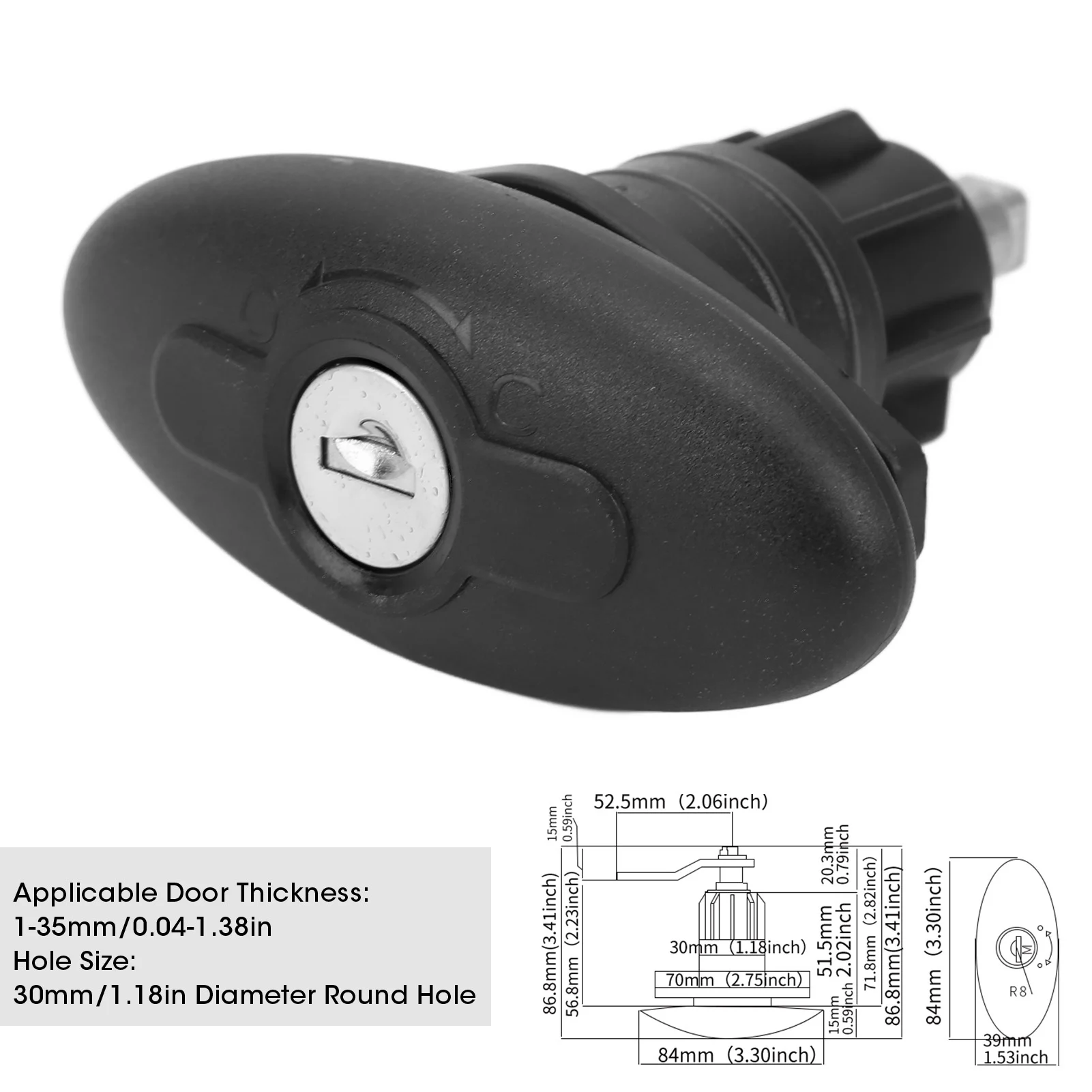 

Cabin Door Compression Lock RV Cabin Door Compression Lock Rotary 30mm Zinc Alloy Nylon for Yacht