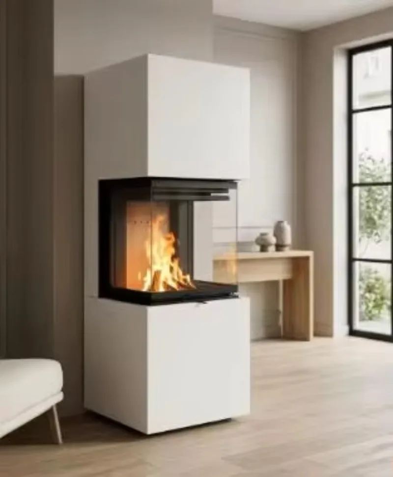 linear fireplace direct vent fireplace Wood Stove Modern Appearance High Temp Resistant Glass Stable Heat Output Freestanding