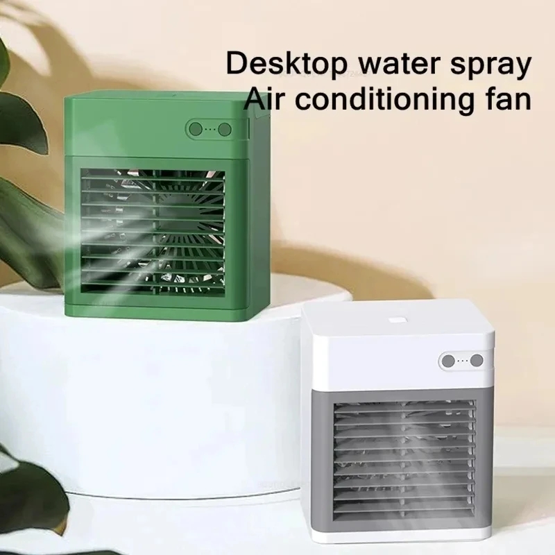 

USB Rechargeable Air Cooling Fan Home Office Air Conditioner 400ML Mist Sprayer Moisturizing Humidifier 3-speed with Night Light