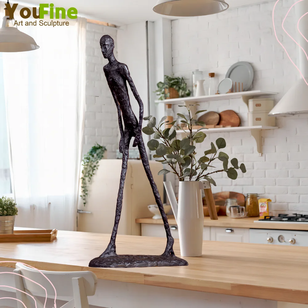 60cm Giacometti Bronze Sculpture Abstract Skeleton Walking Man Bronze Statue Hot Casting Famous Replica Art Decor Collection