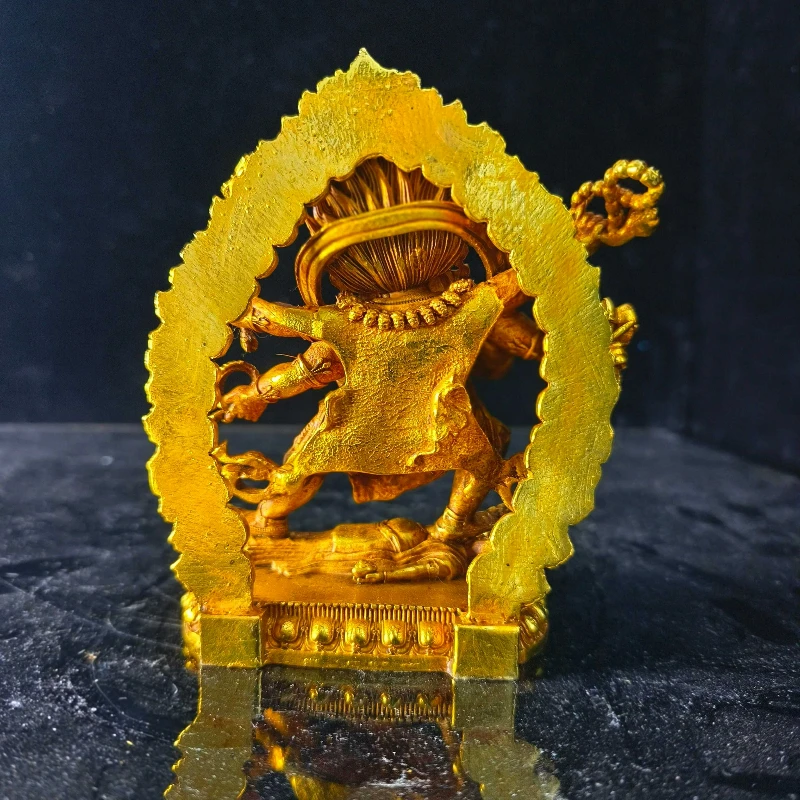 Retro Bronze Gilt Six-Armed Tibetan Buddha, Creative Home Garden Living Room Entryway Decoration Buddha Statue Craft Gift