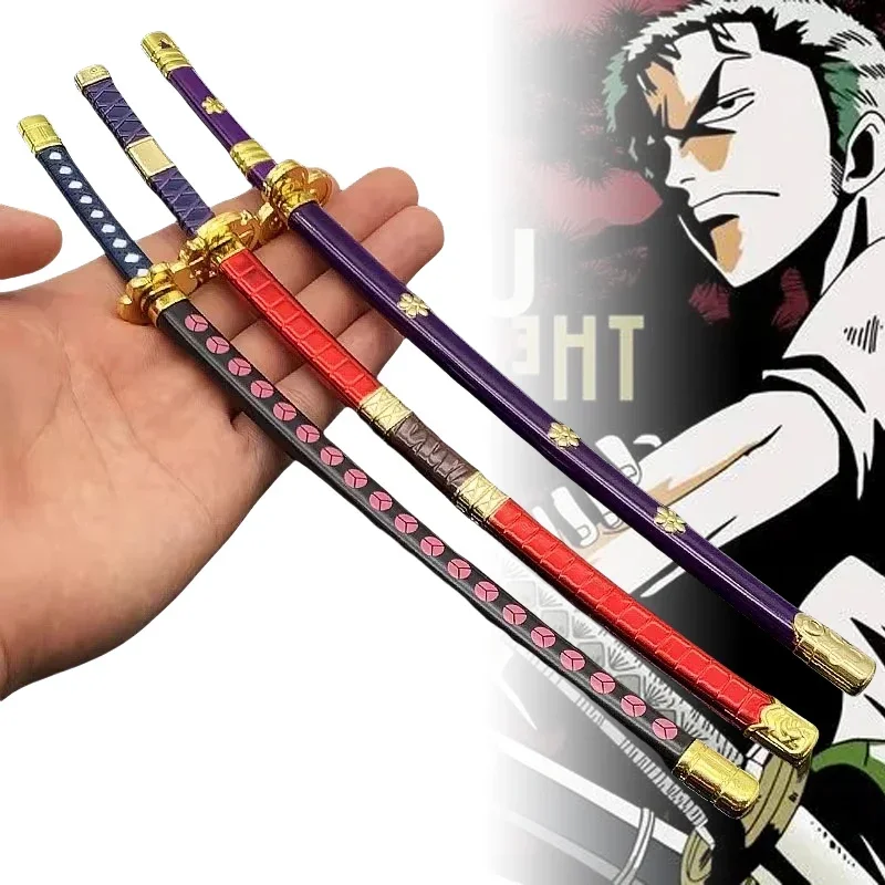 Anime Roronoa Zoro Katana Sword Mini Ninja Knife Small Fake Sword Real Size Japanese Katana Metal Zoro Samurai Sabre Kid Toy