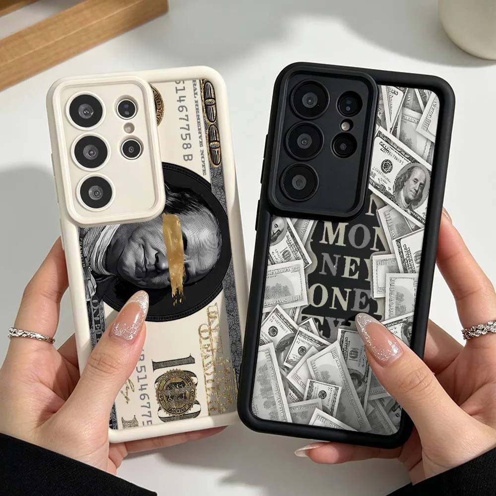 Luxurious US Dollar Banknote Cover For Samsung Galaxy S26 S25 S24 S23 S22 S21 S20 Ultra Plus FE Eye Ladder Silicone Phone Case
