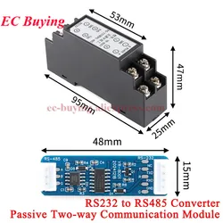RS232 to RS485 Converter Board Passive Two-way Communication Module RS-232 Turn RS-485 Industrial Protection High Rate Speed