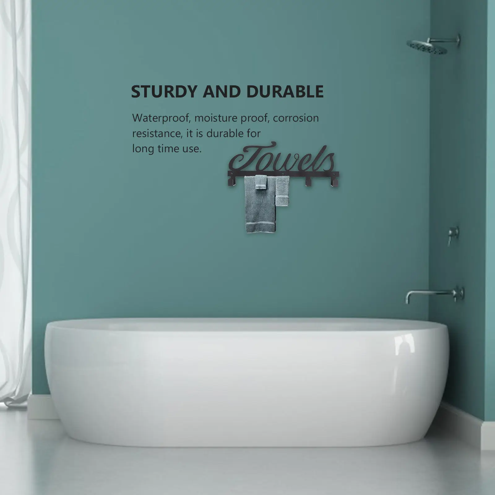 

1Set Towel Rack Wall-Mounted Metal Towel Holder Bathroom Kitchen Waterproof Corrosion Resistant Hooks Clothes Hat Hanging Rack