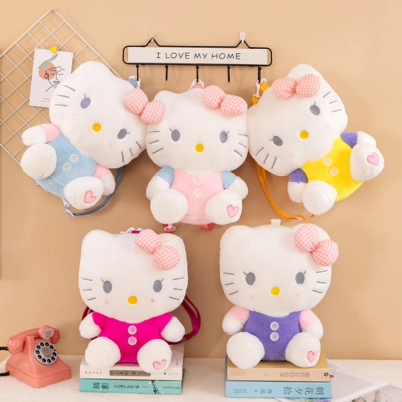 

Sanrio мультфильм Плюшевый Рюкзак милый кот рюкзак Hello Kitty плюшевый рюкзак детский подарок мягкая набивная сумка для кукол большой емкости