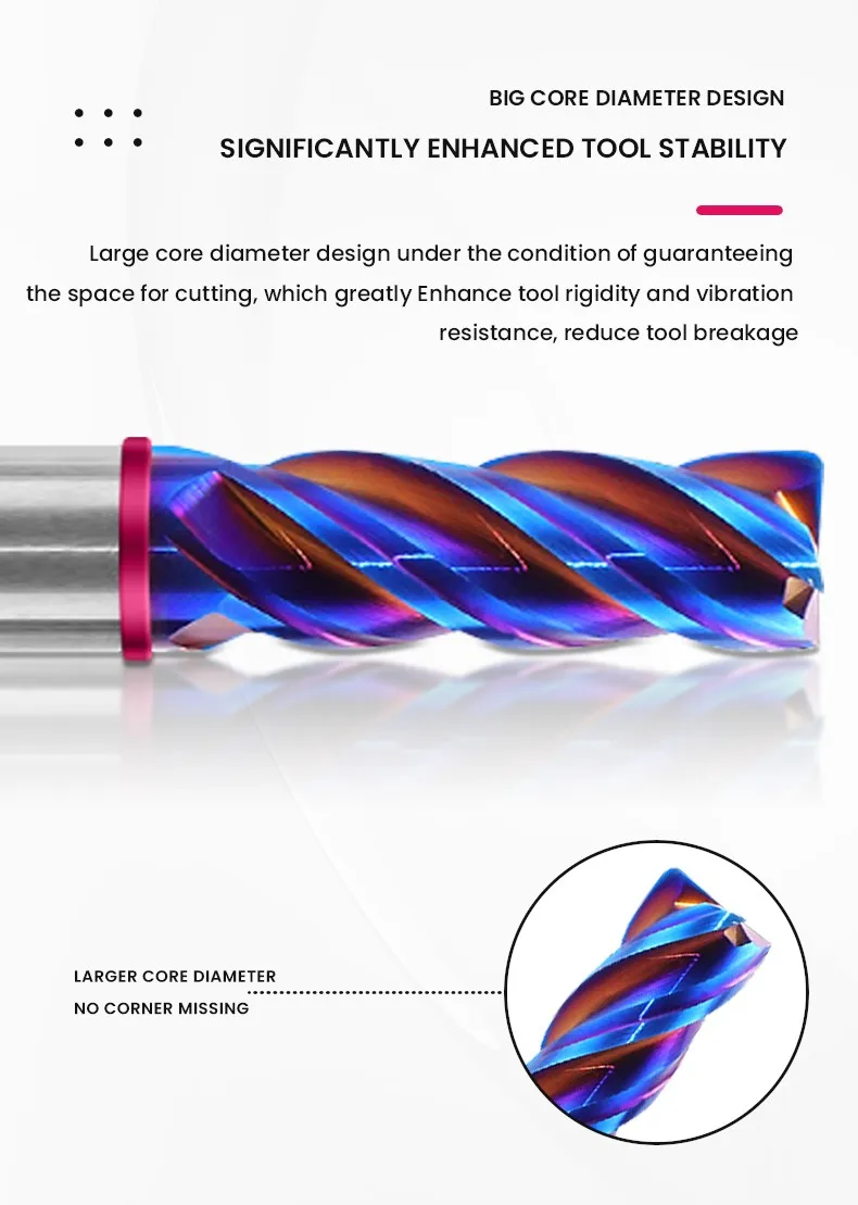 Shazam TGP-HRC70 4f farb kreis flach fräser wolfram stahl karbid blau beschichtung fräser für cnc mechanische fräser – Detail 3