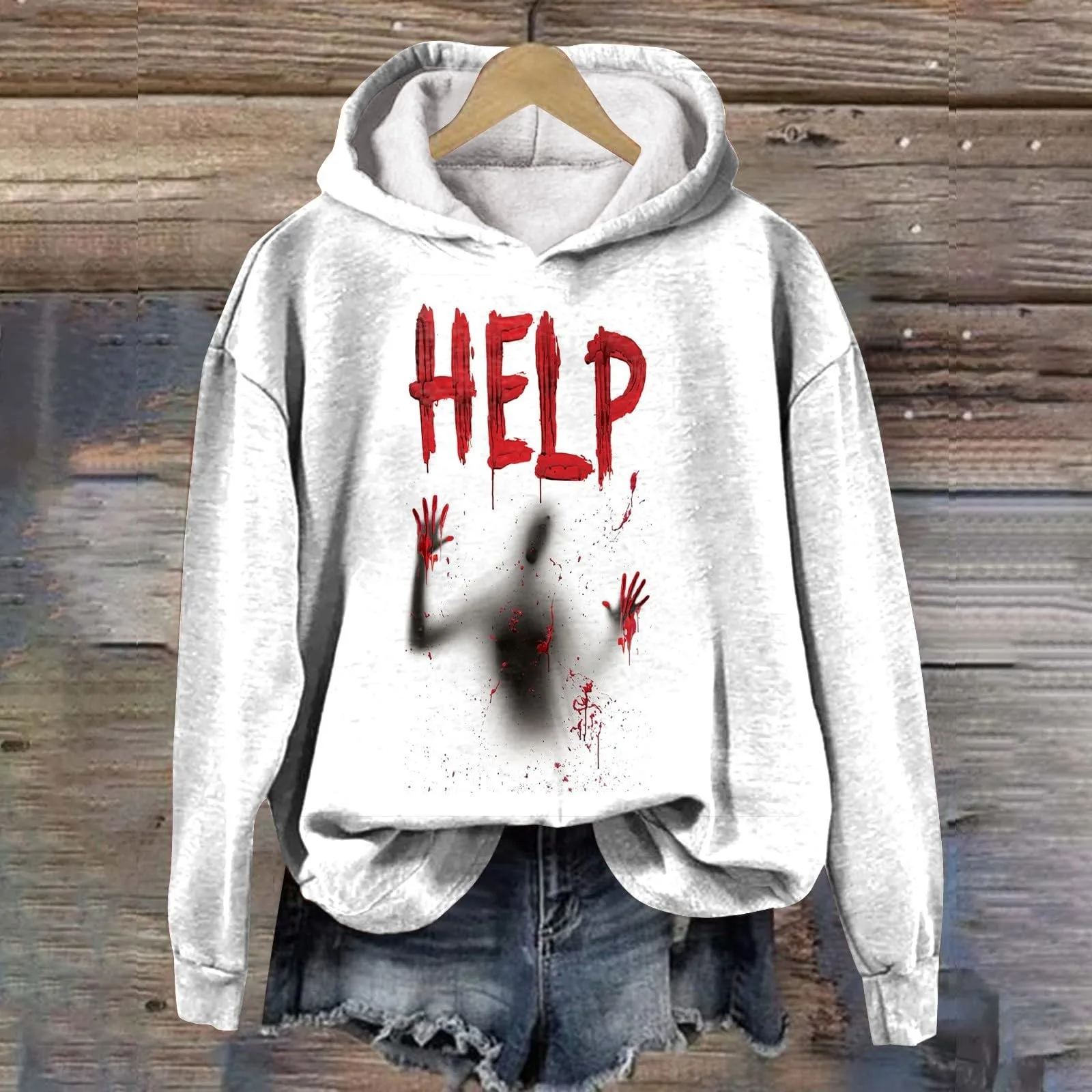 

Women's Halloween Graphic Hoodie Oversized Pullover Tops Casual Long Sleeve Drawstring Sweatshirt Fashion Streetwear Coat Autumn
