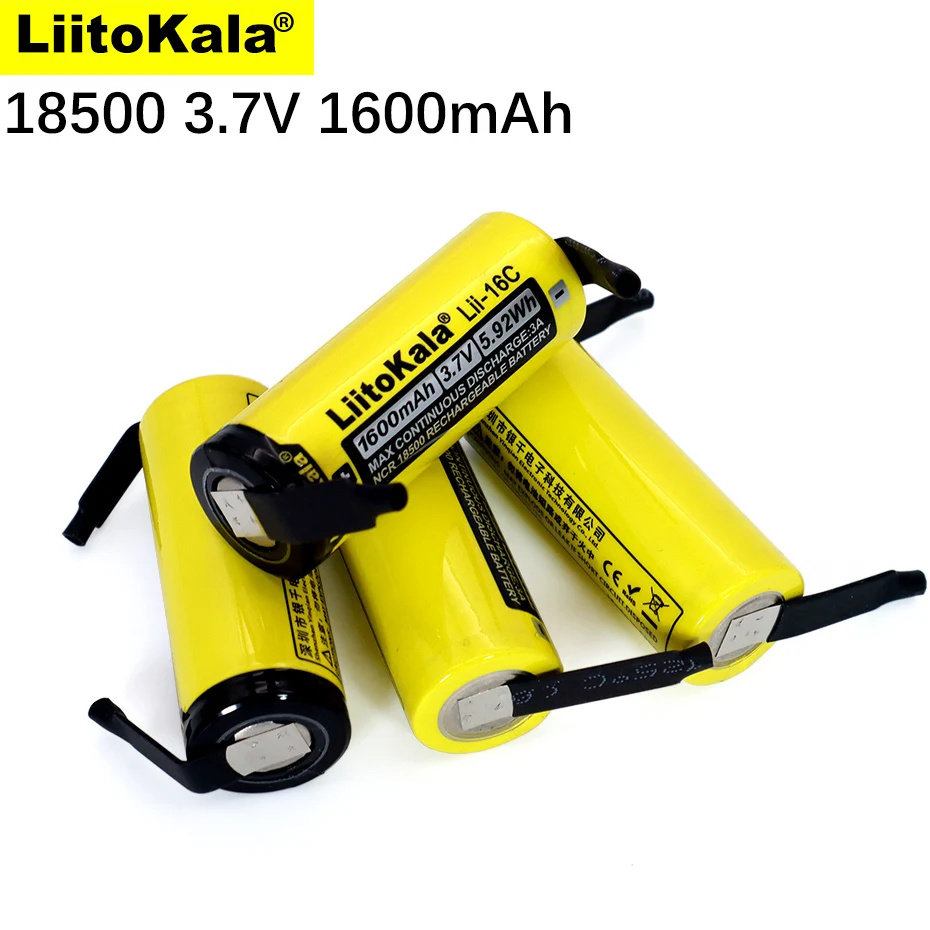 1-16PCS LiitoKala Lii-16C 18500 1600mAh 3.7V Batteria Ricaricabile Recarregavel Batteria agli ioni di Litio Per Torcia Elettrica + Nichel FAI DA TE