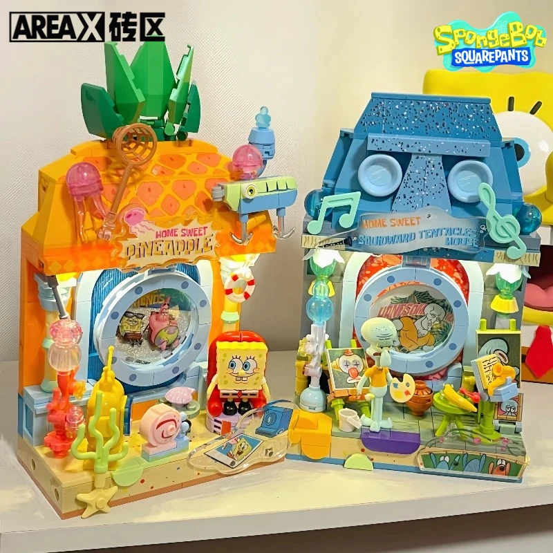 

Spongebob Wish Windowsill Series Assembled Building Blocks Cute Toy Model Desktop Decoration Ornaments Children's Holiday Gifts
