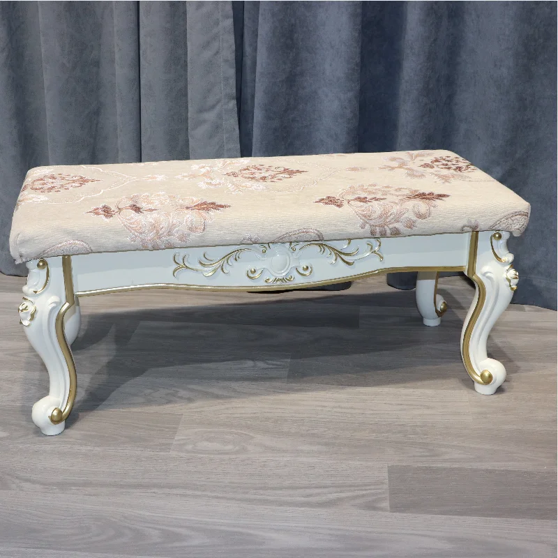 

‌French Provincial Bench, Hand-Embroidered Ottoman, Memory Foam Sofa Perch, Multi-Scale Coffee Table Seat