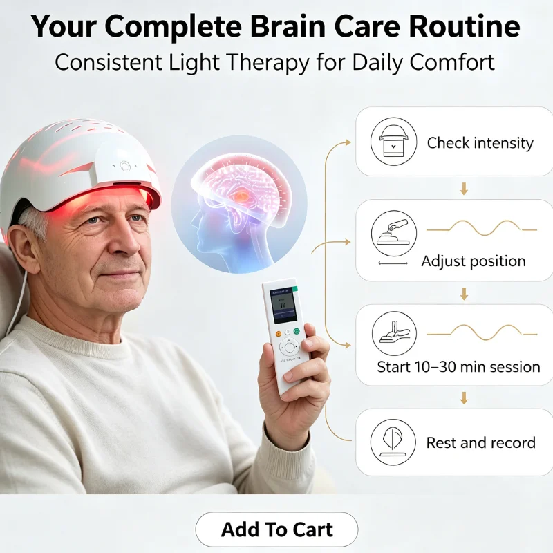 436 Diodes Red Light Therapy Helmet Remote Control for Sleep Disorders Anxiety Depression Relaxation Calming Home Device view 2