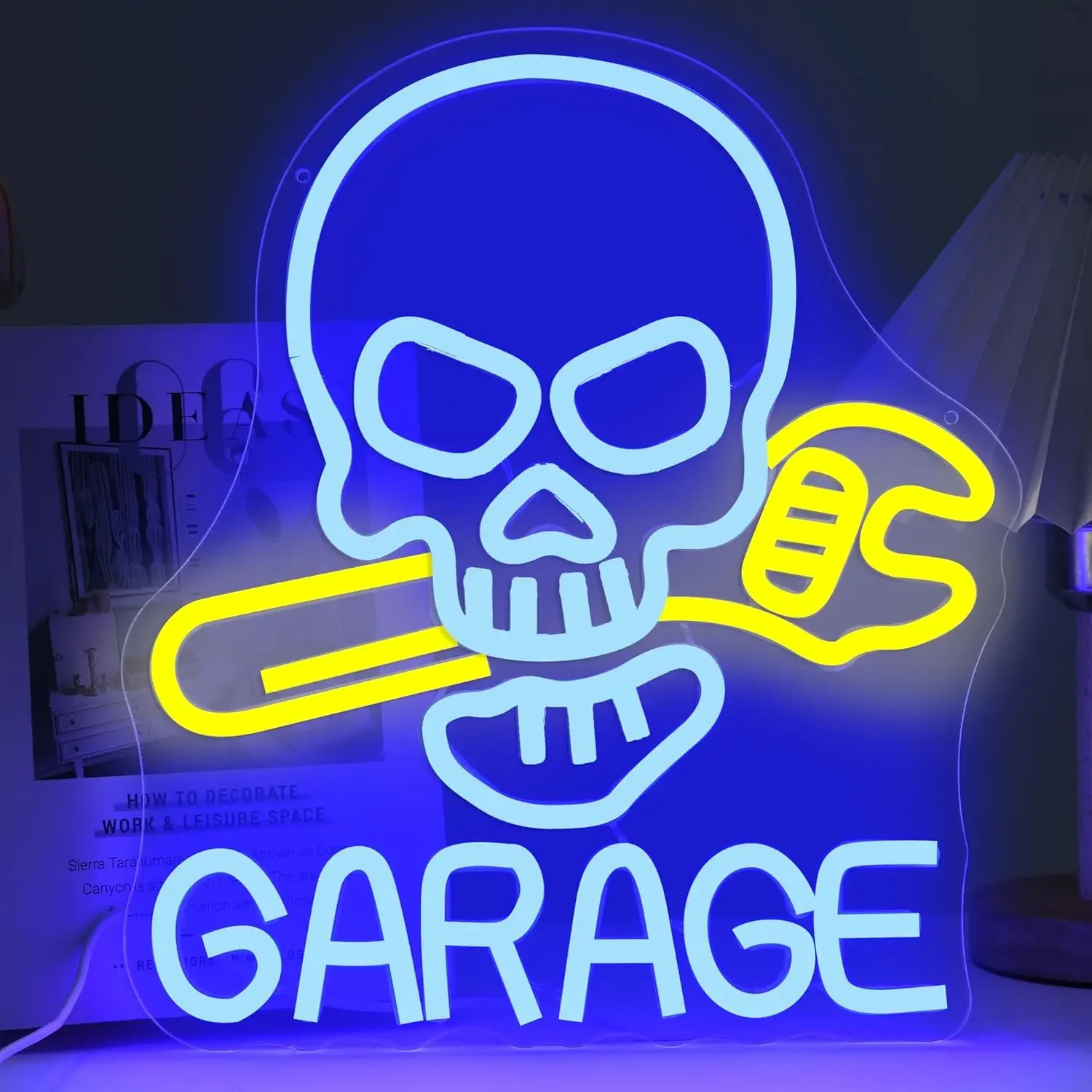 

LED Skull Garage Neon Sign USB Dimmable Neon Light Sign for Drink Bar Man Cave Bedroom Hotel Garage Game Room Party Wall Decor