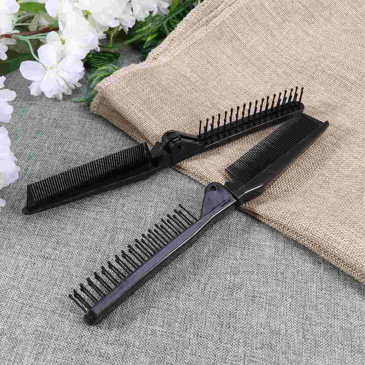 5 Pcs Hair Combs Tools for Salons Folding Double Side Haircut Black Tooth Travel