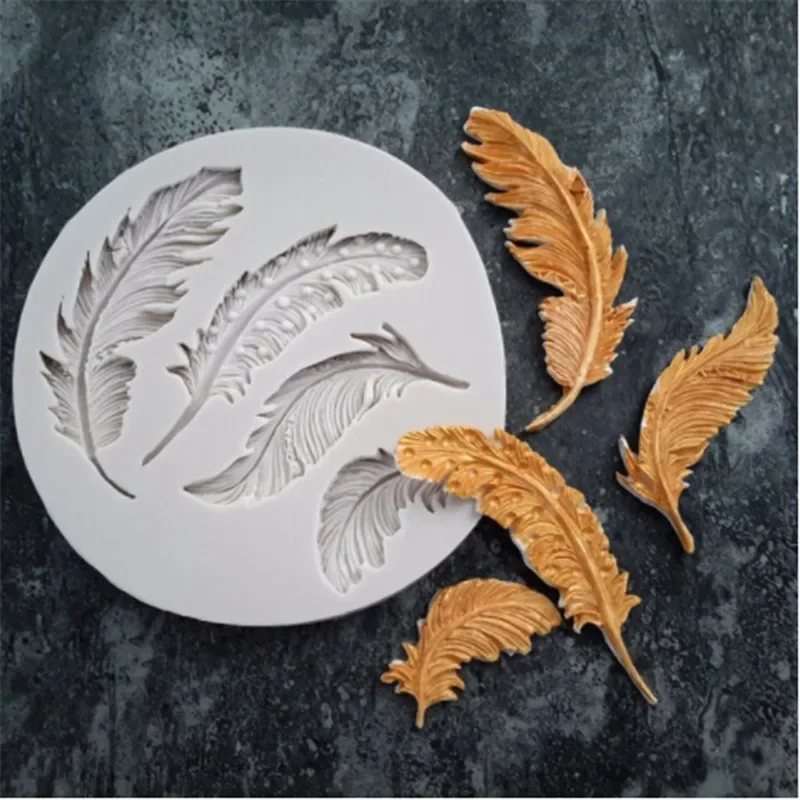 

New Feather Shaped Form Silicone Mold For Cake Decoration Bakeware Sugarcraft Baking Tools For Candy Fondant Decorating Tool